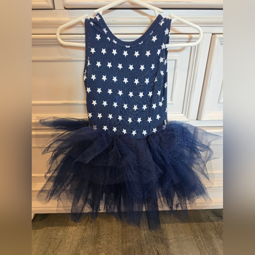 Blue and White Casual Tulle Dress